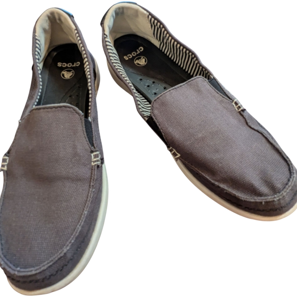 CROCS Walu Canvas Slip-On Loafers, Size 9, Blue